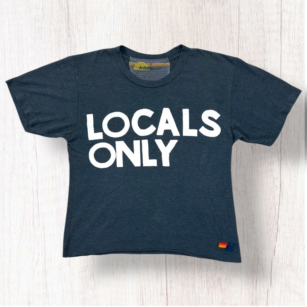 Aviator Nation Locals Only Graphic Tee Charcoal Gray Small Tri-Blend Retro